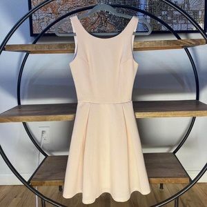Beautiful beige-ish peach fit flare, knee length dress.